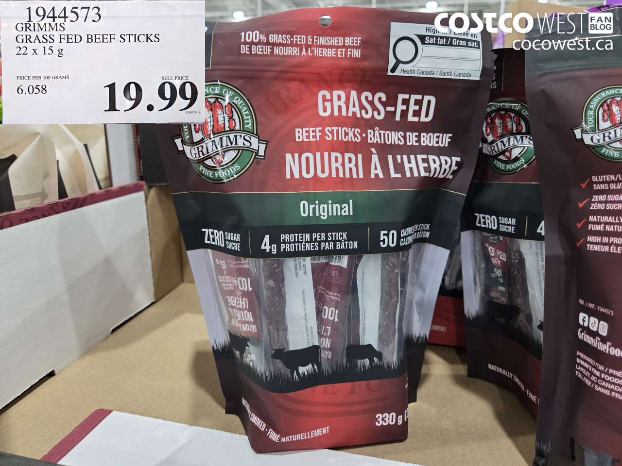 1944573 GRIMMS GRASS FED BEEF STICKS 22 X 15G $19.99
