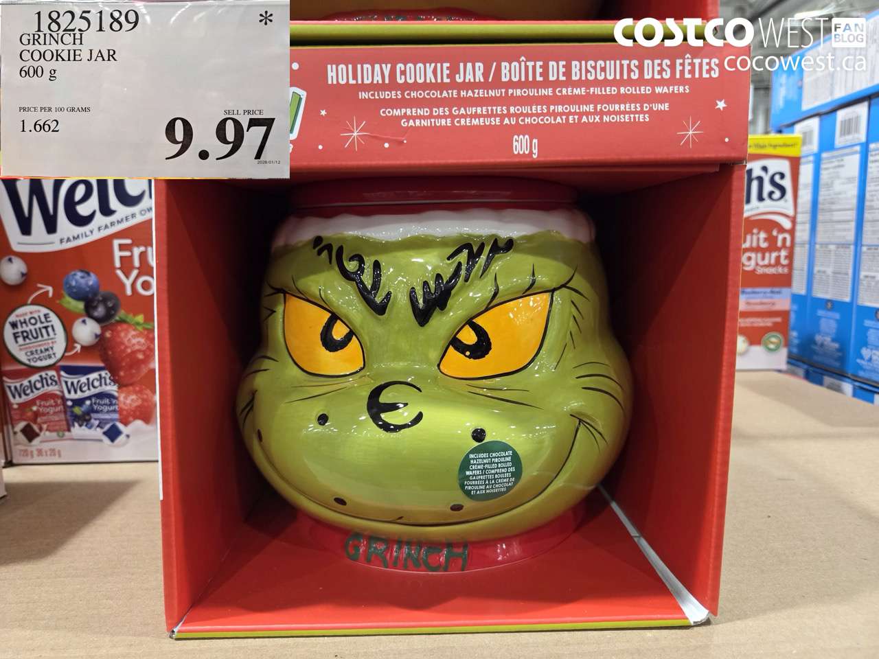 1825189 GRINCH PRAILINE COOKIE JAR 600G $9.97