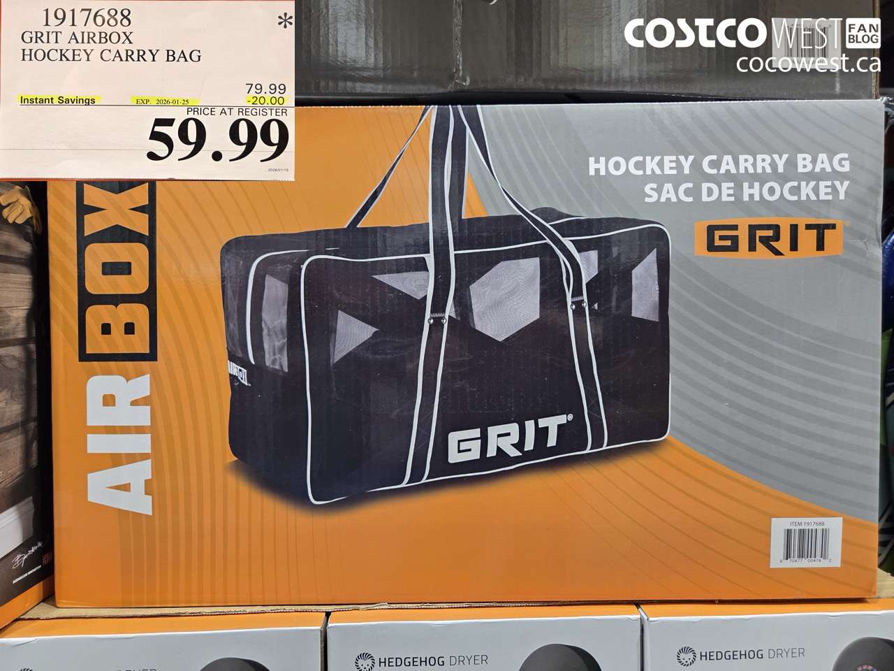 1917688 GRIT AIRBOX HOCKEY CARRY BAG ($20.00 INSTANT SAVINGS EXPIRES ON 2026-01-25) $59.99