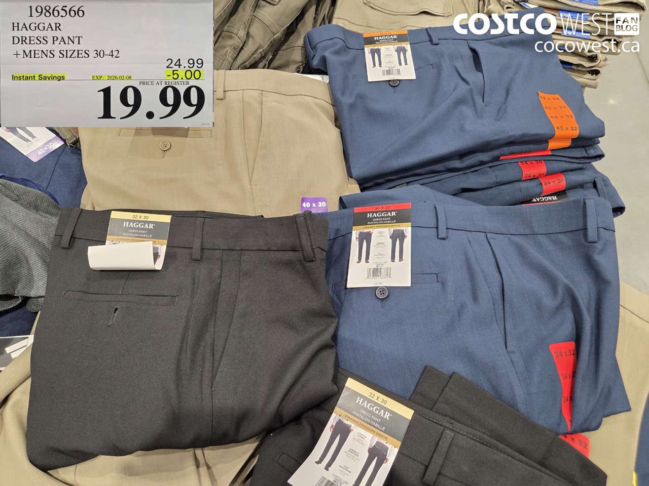 1986566 HAGGAR DRESS PANT MENS SIZES 30-42 ($5.00 INSTANT SAVINGS EXPIRES ON 2026-02-08) $19.99