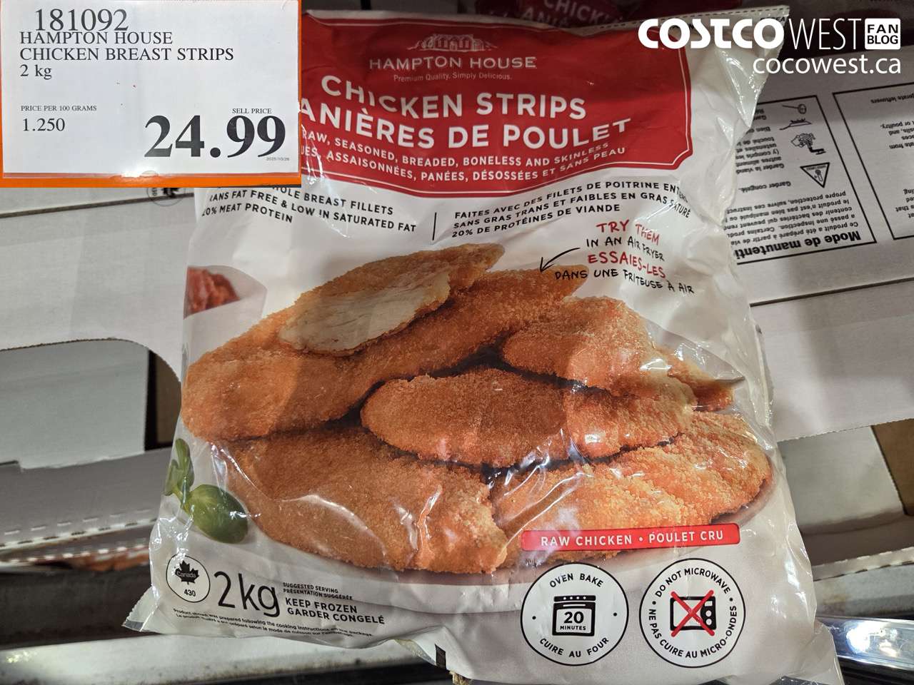 181092 HAMPTON HOUSE CHICKEN BREAST STRIPS 2 kg $24.99