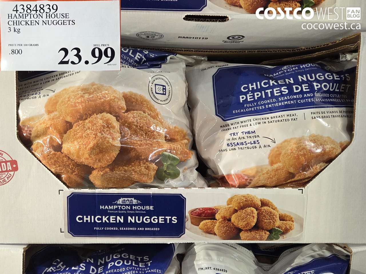 4384839 HAMPTON HOUSE CHICKEN NUGGETS 3 kg $23.99