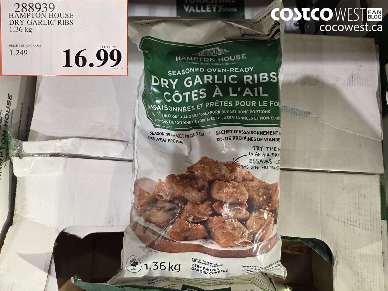 288939 HAMPTON HOUSE DRY GARLIC RIBS 1.36 kg $16.99