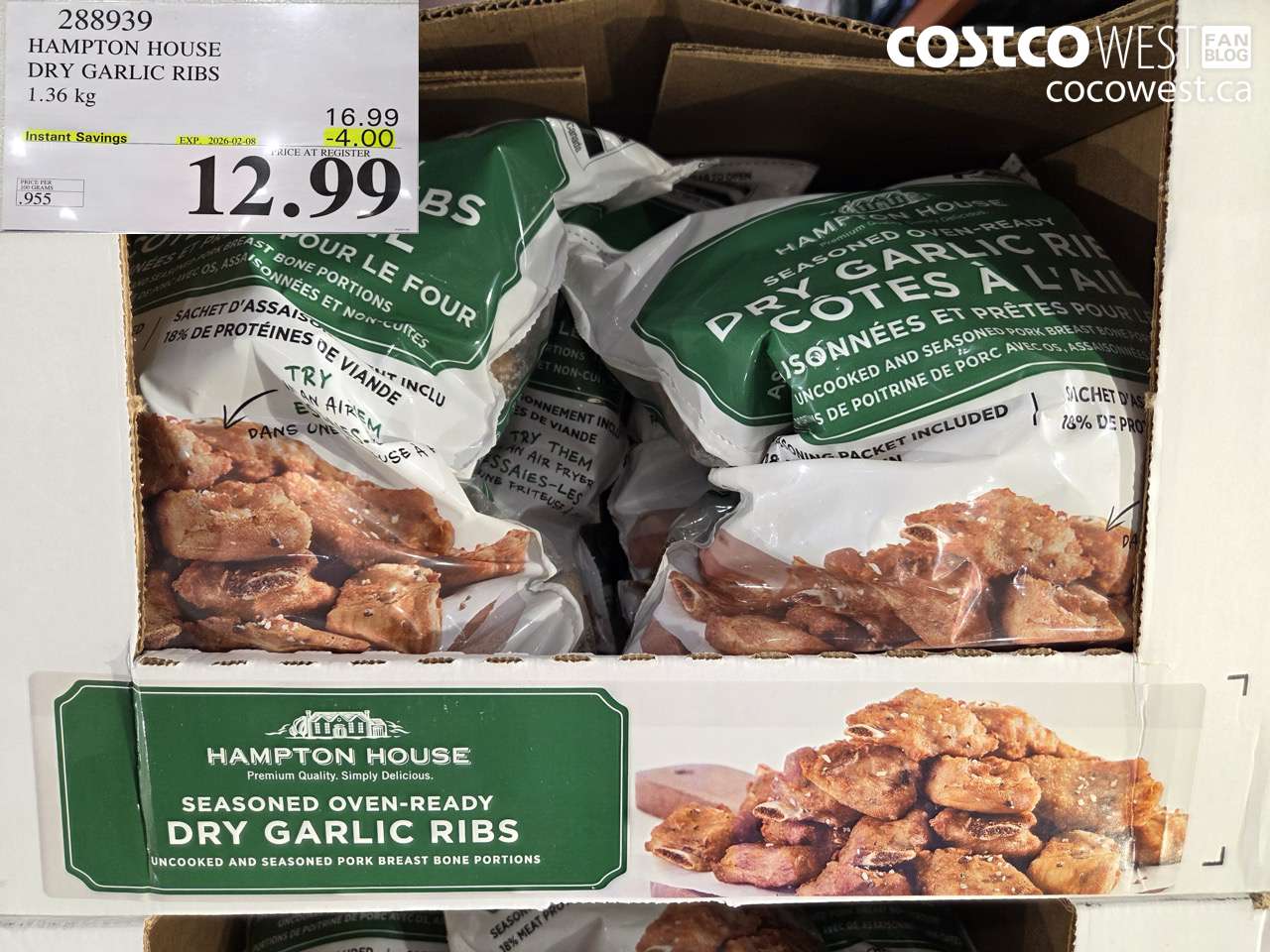 288939 HAMPTON HOUSE DRY GARLIC RIBS 1.36 kg ($4.00 INSTANT SAVINGS EXPIRES ON 2026-02-08) $12.99