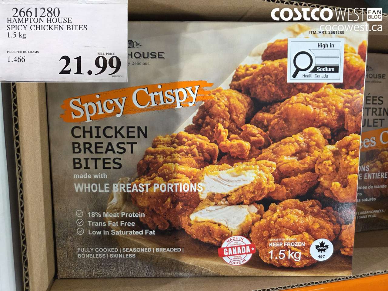 2661280 HAMPTON HOUSE SPICY CHICKEN BITES 1.5KG $21.99