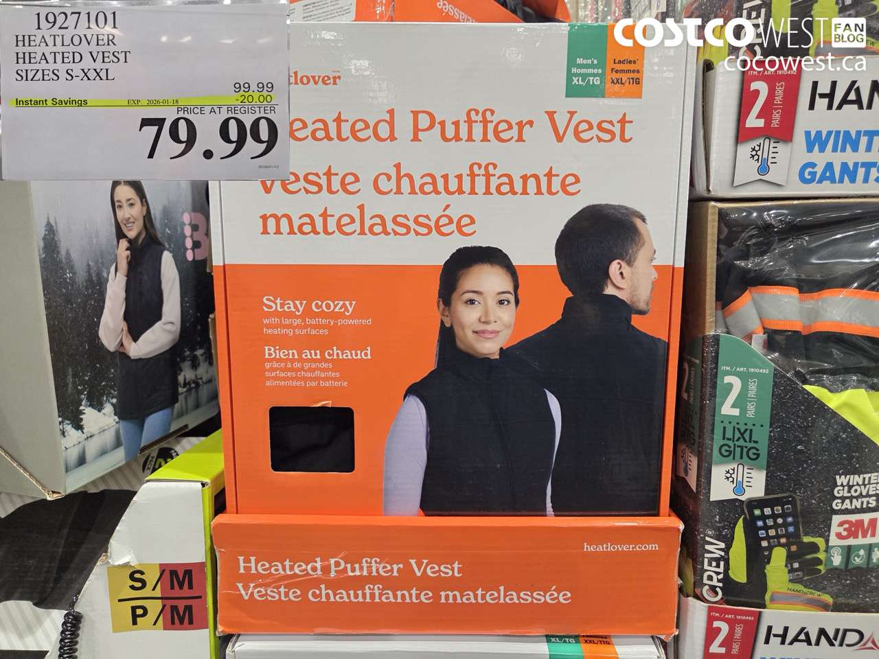 1927101 HEATLOVER HEATED VEST SIZES S-XXL ($20.00 INSTANT SAVINGS EXPIRES ON 2026-01-18) $79.99