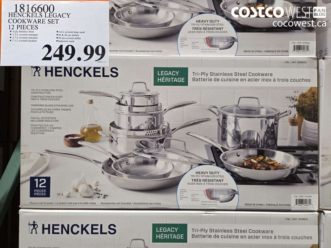 1816600 HENCKELS CLAD STAINLESS STEEL COOKWARE SET 12-PIECE $249.99