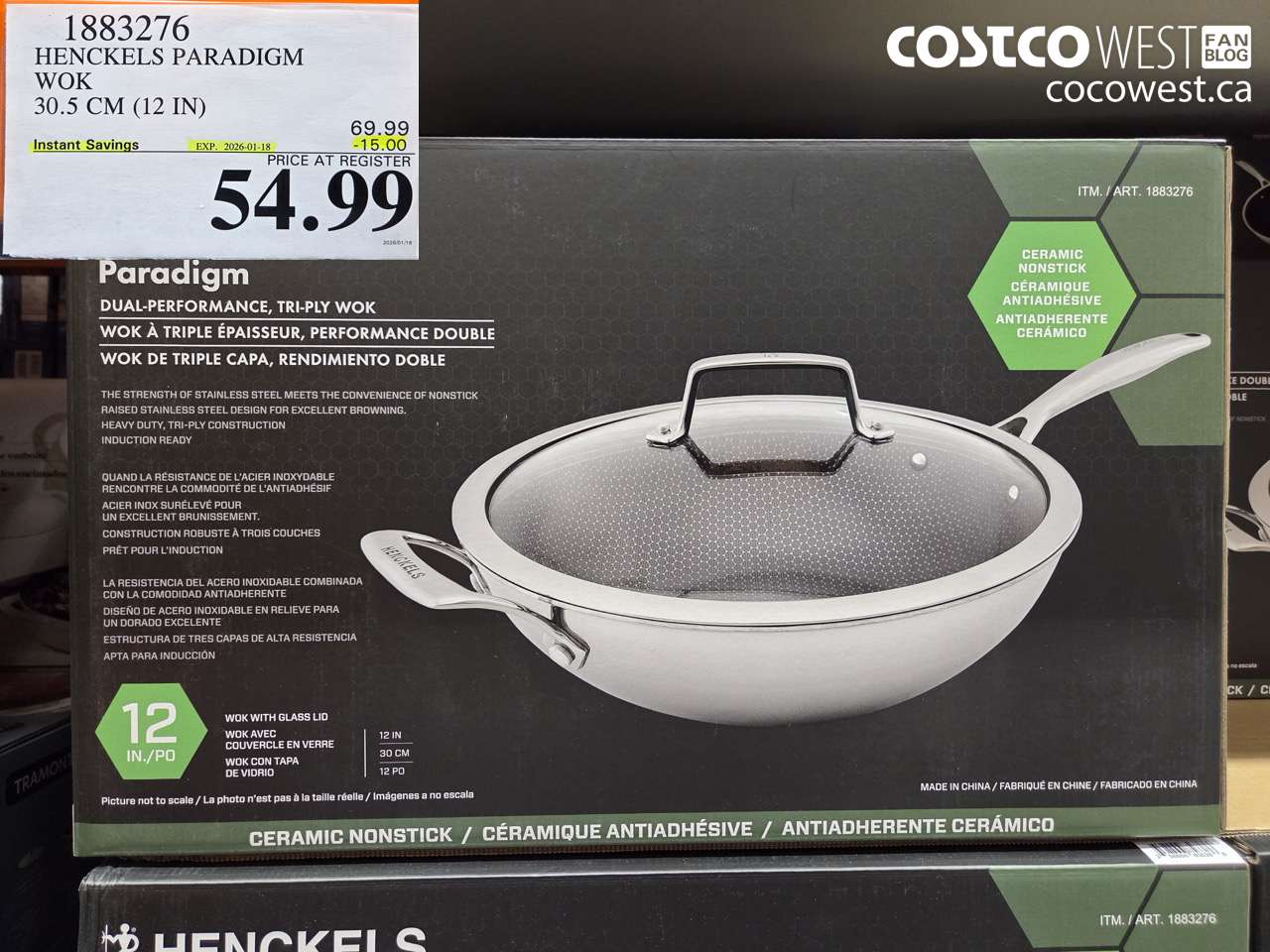 1883276 HENCKELS PARADIGM WOK 30.5 CM (12 IN) ($15.00 INSTANT SAVINGS EXPIRES ON 2026-01-18) $54.99
