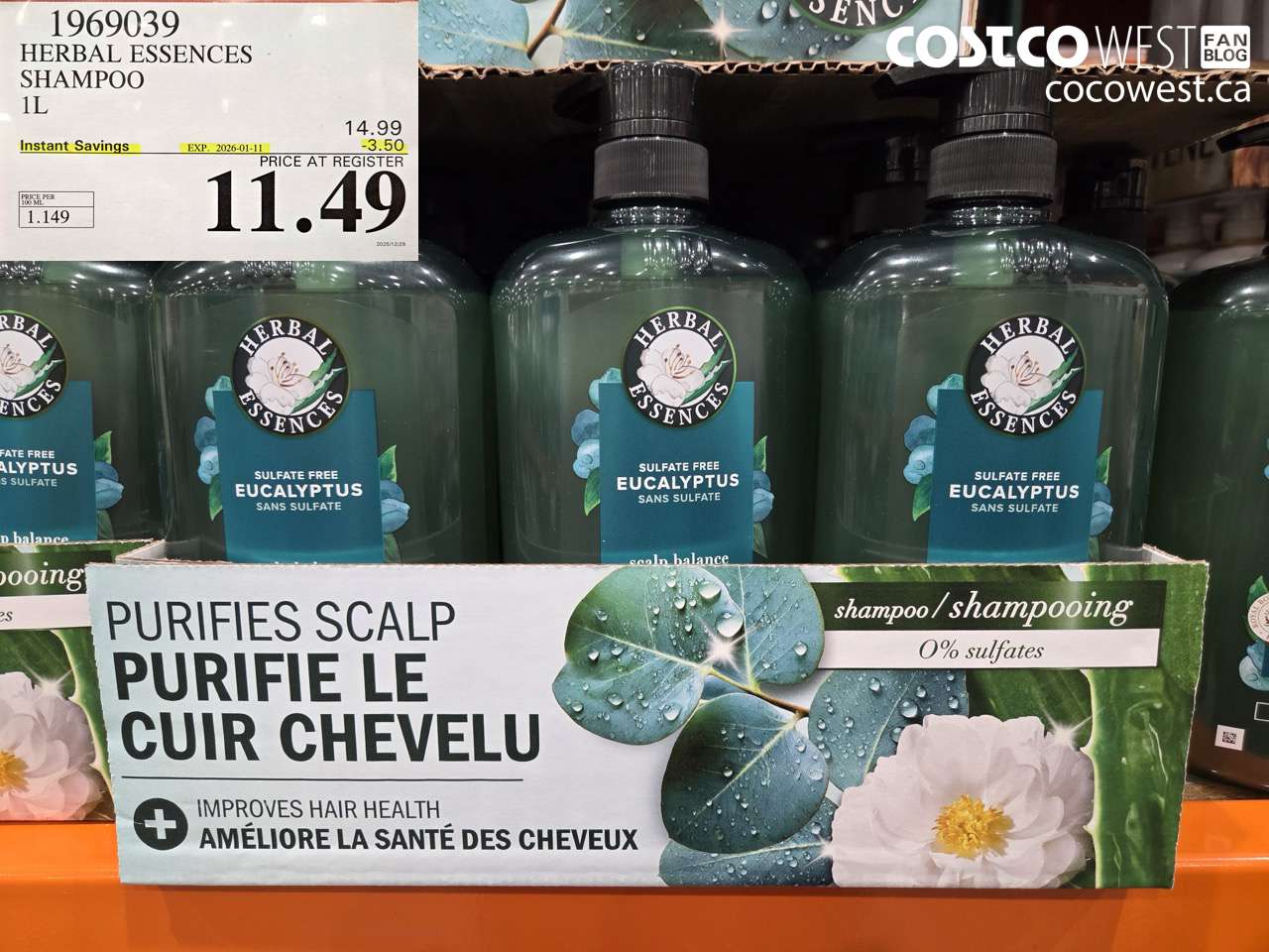 1969039 HERBAL ESSENCES SHAMPOO 1L ($3.50 INSTANT SAVINGS EXPIRES ON 2026-01-11) $11.49