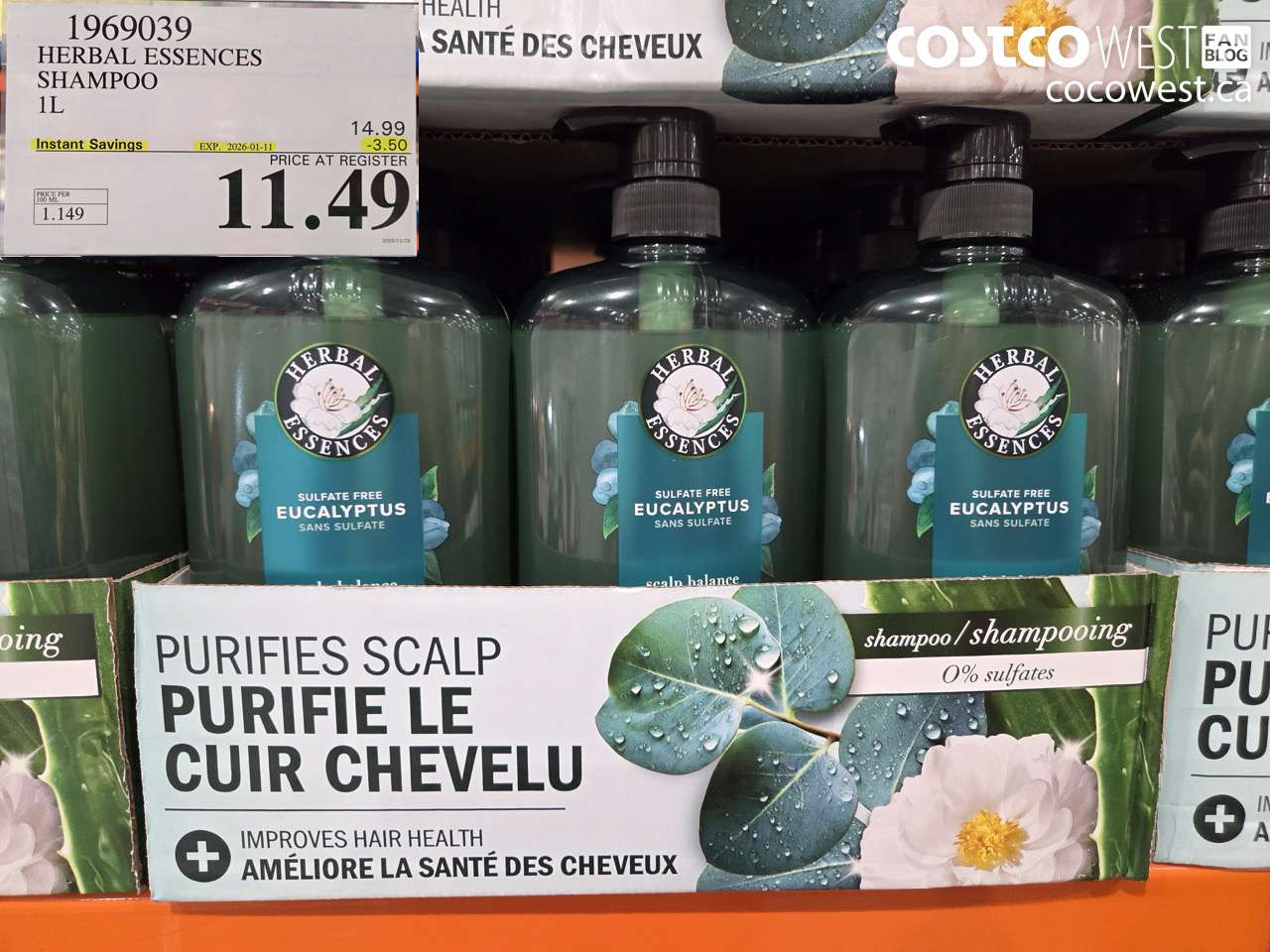 1969039 HERBAL ESSENCES SHAMPOO 1L ($3.50 INSTANT SAVINGS EXPIRES ON 2026-01-11) $11.49