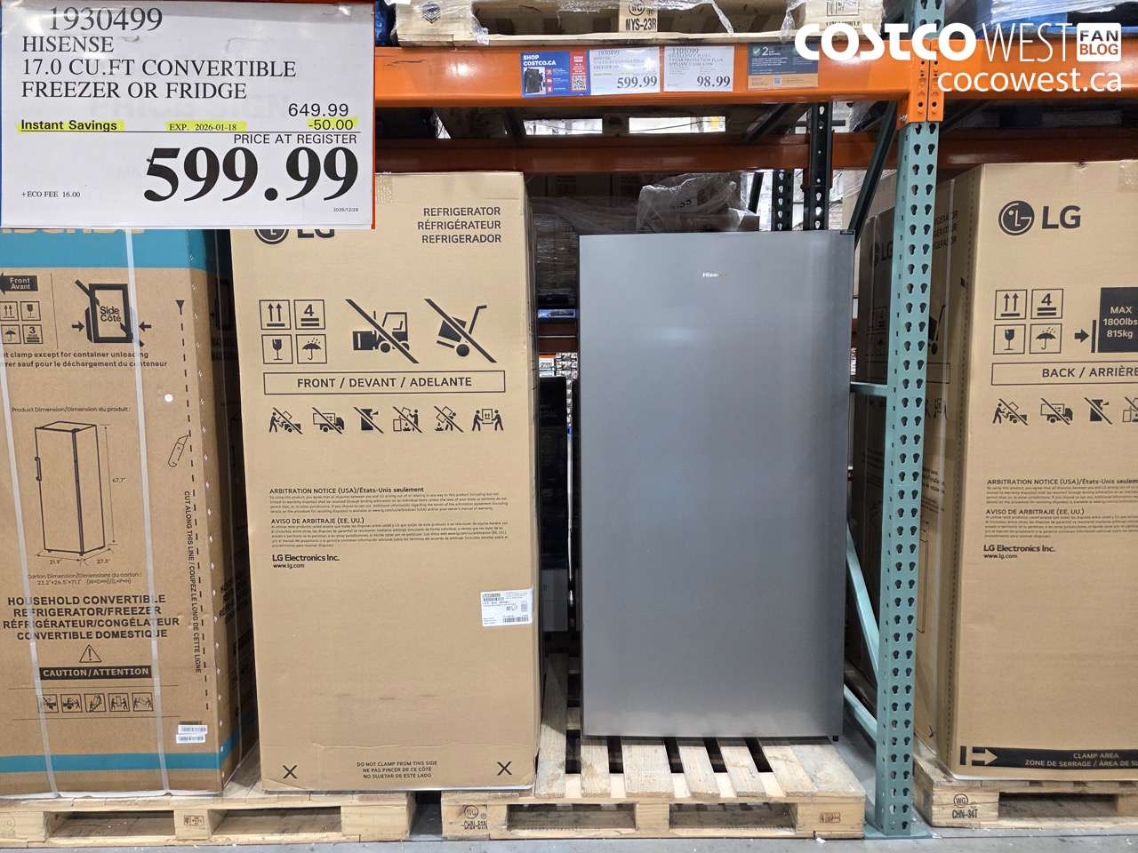 1930499 HISENSE 17.0 CUFT CONVERTIBLE FREEZER OR FRIDGE ($50.00 INSTANT SAVINGS EXPIRES ON 2026-01-18) $599.99