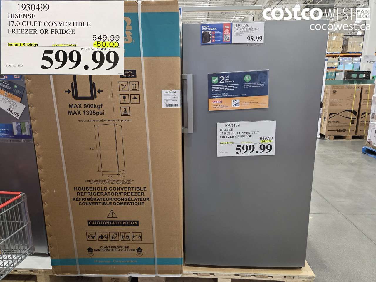 1930499 HISENSE 17.0 CUFT CONVERTIBLE FREEZER OR FRIDGE ($50.00 INSTANT SAVINGS EXPIRES ON 2026-02-08) $599.99