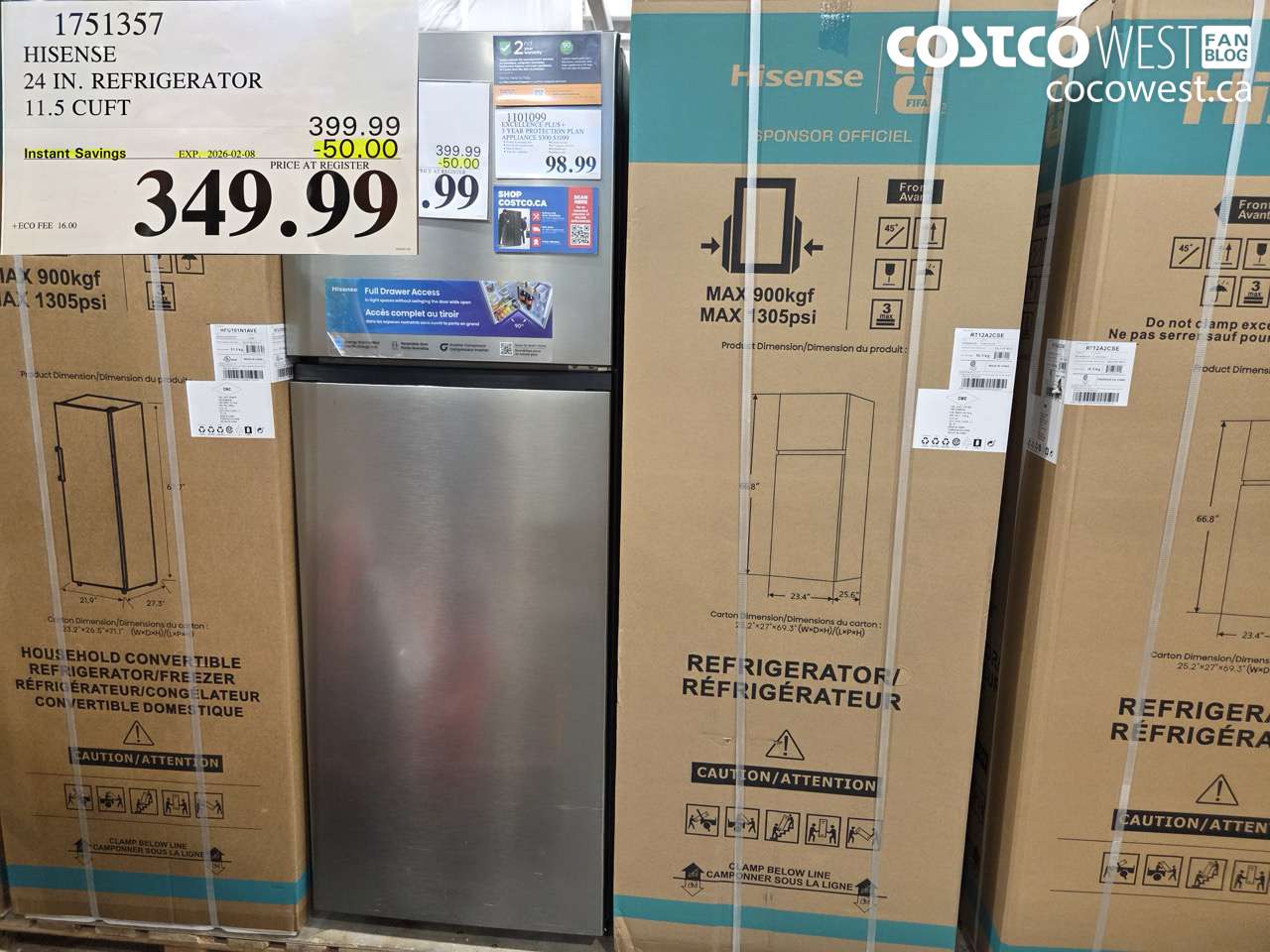 1751357 HISENSE 24 IN. REFRIGERATOR 11.5 CUFT ($50.00 INSTANT SAVINGS EXPIRES ON 2026-02-08) $349.99