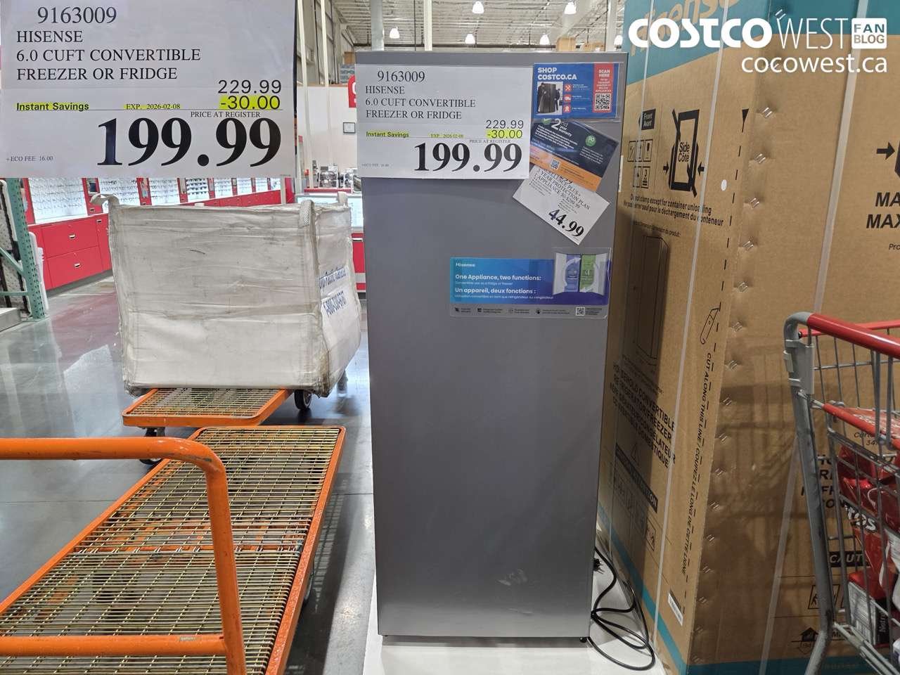 9163009 HISENSE 6.0 CUFT CONVERTIBLE FREEZER OR FRIDGE ($30.00 INSTANT SAVINGS EXPIRES ON 2026-02-08) $199.99