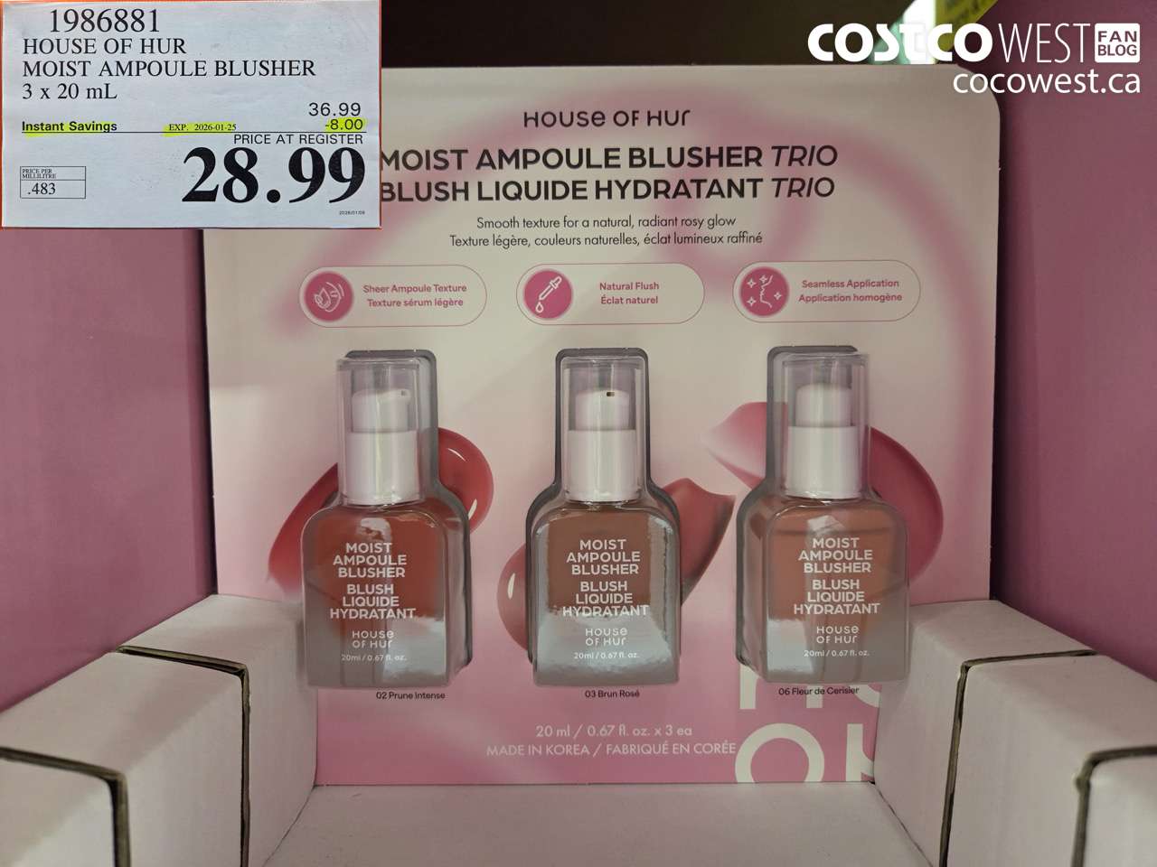 1986881 HOUSE OF HUR MOIST AMPOULE BLUSHER 3 X 20ML ($8.00 INSTANT SAVINGS EXPIRES ON 2026-01-25) $28.99