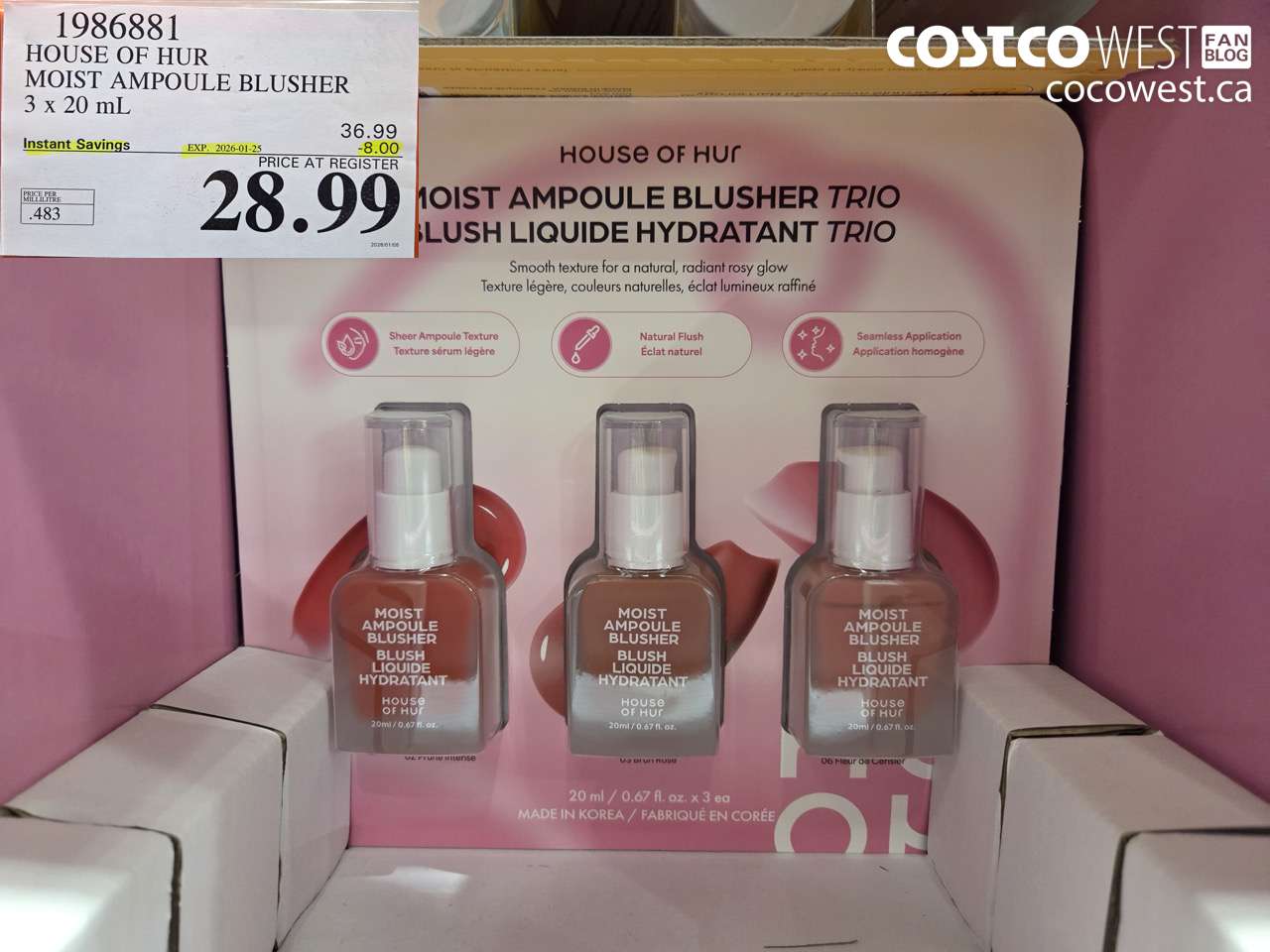 1986881 HOUSE OF HUR MOIST AMPOULE BLUSHER 3 X 20ML ($8.00 INSTANT SAVINGS EXPIRES ON 2026-01-25) $28.99
