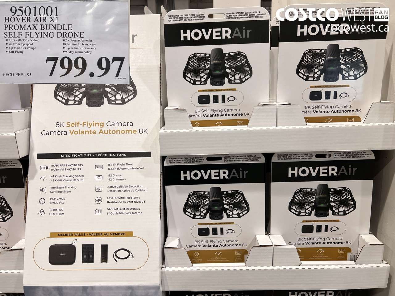 9501001 HOVERAIR X1 PROMAX 8K FLYING ACTION CAM DRONE BUNDLE $799.97