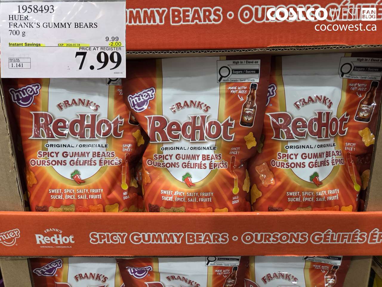 1958493 HUER FRANK'S GUMMY BEARS 700G ($2.00 INSTANT SAVINGS EXPIRES ON 2026-01-18) $7.99