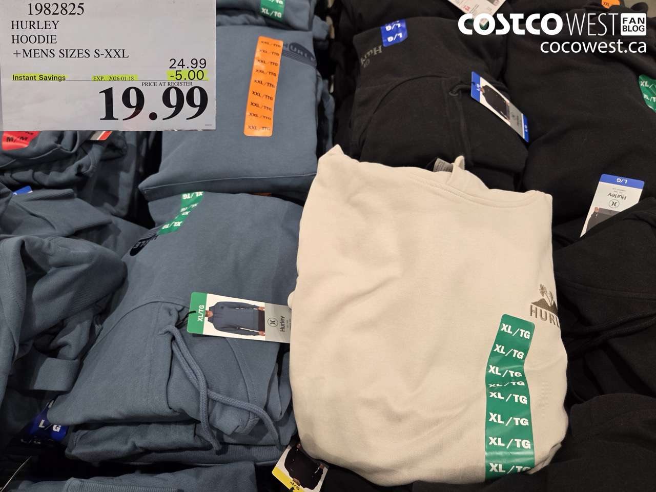 1982825 HURLEY HOODIE MENS SIZES S-XXL ($5.00 INSTANT SAVINGS EXPIRES ON 2026-01-18) $19.99