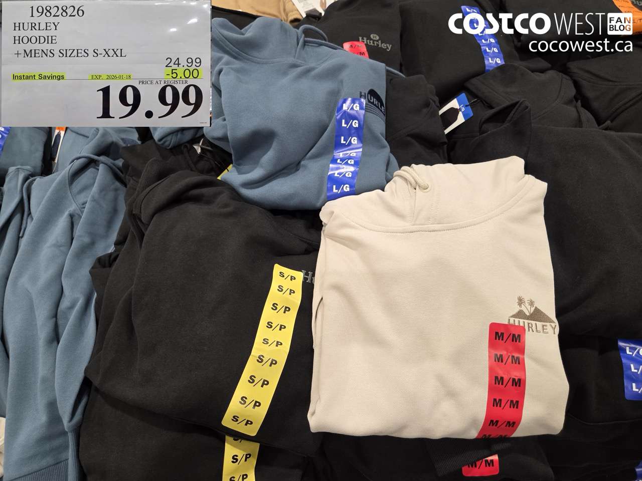 1982826 HURLEY HOODIE MENS SIZES S-XXL ($5.00 INSTANT SAVINGS EXPIRES ON 2026-01-18) $19.99