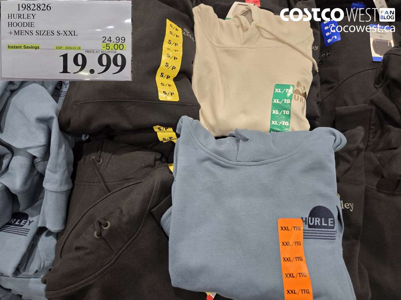 1982826 HURLEY HOODIE MENS SIZES S-XXL ($5.00 INSTANT SAVINGS EXPIRES ON 2026-01-18) $19.99