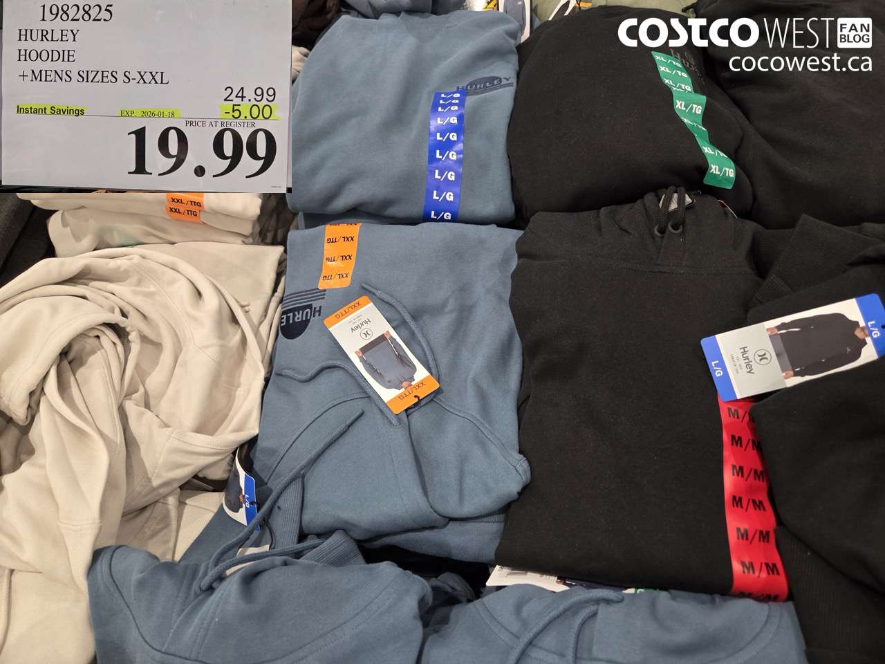 1982825 HURLEY HOODIE MENS SIZES S-XXL ($5.00 INSTANT SAVINGS EXPIRES ON 2026-01-18) $19.99