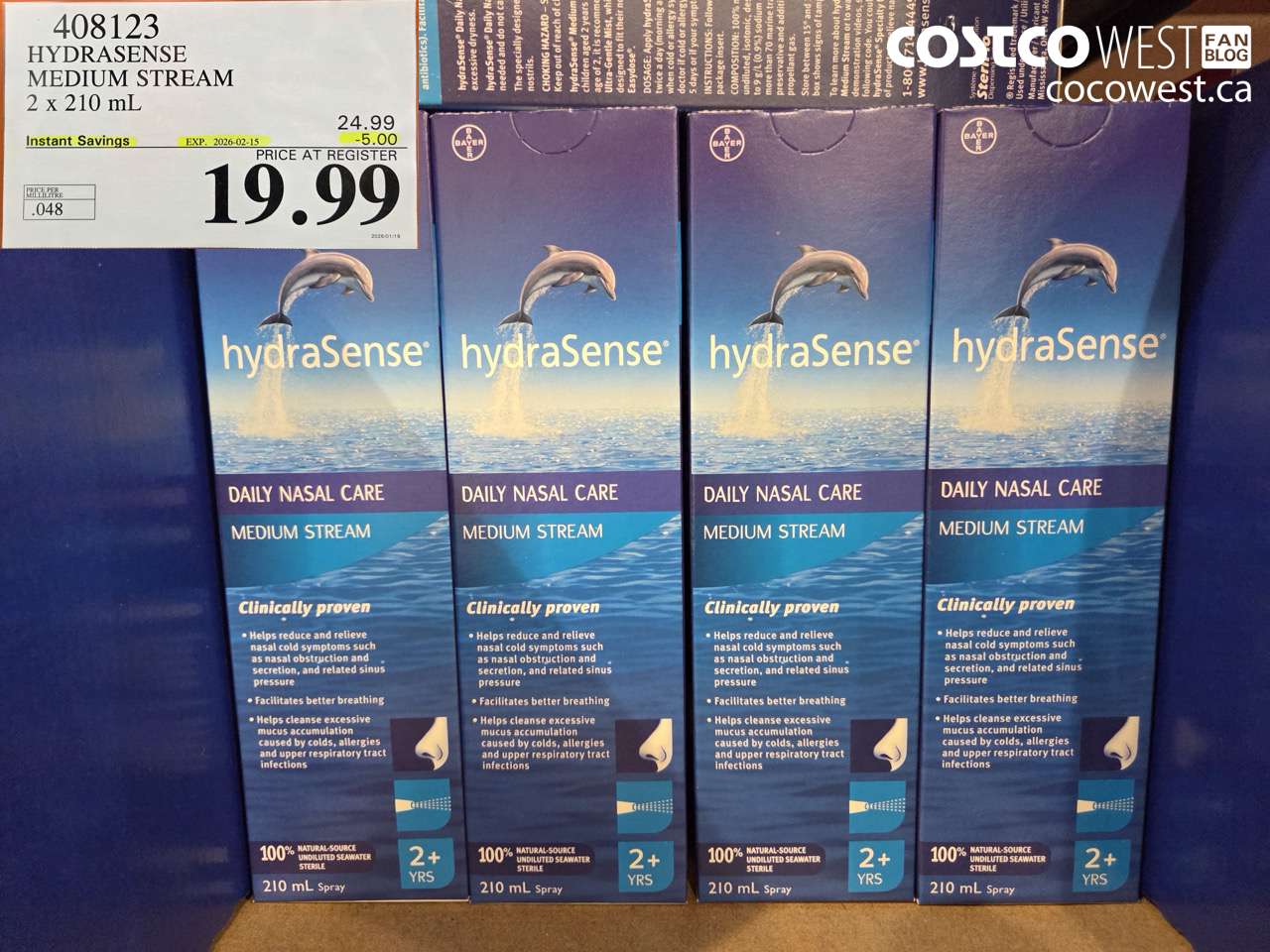 408123 HYDRASENSE MEDIUM STREAM 2 x 210 ml ($5.00 INSTANT SAVINGS EXPIRES ON 2026-02-15) $19.99