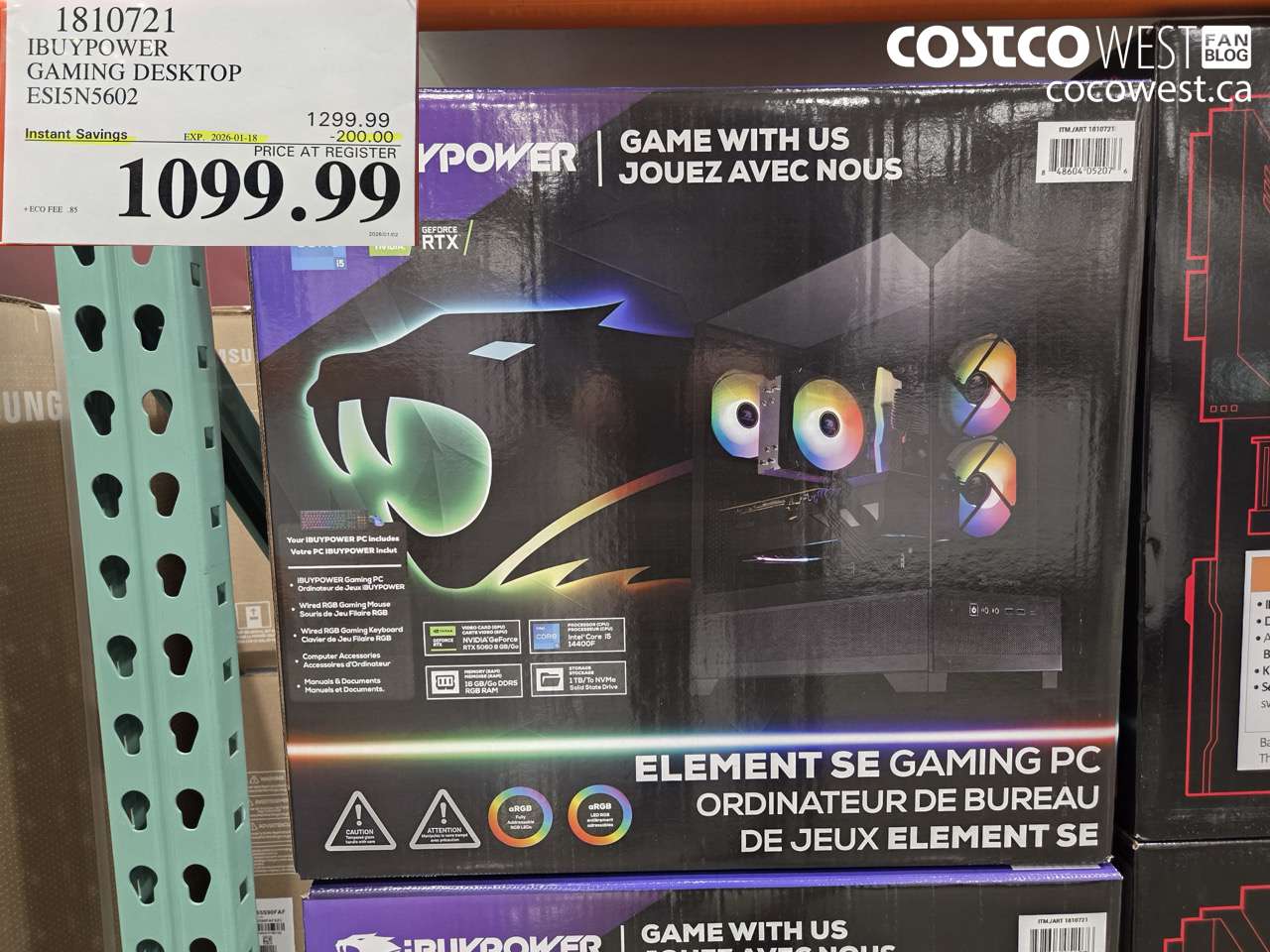 1810721 IBUYPOWER GAMING DESKTOP ESI5N5602 ($200.00 INSTANT SAVINGS EXPIRES ON 2026-01-18) $1099.99