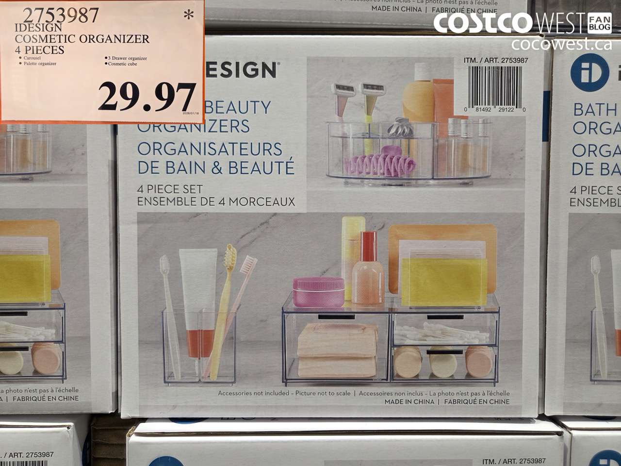 2753987 IDESIGN COSMETIC ORGANIZER 4 PIECES $29.97