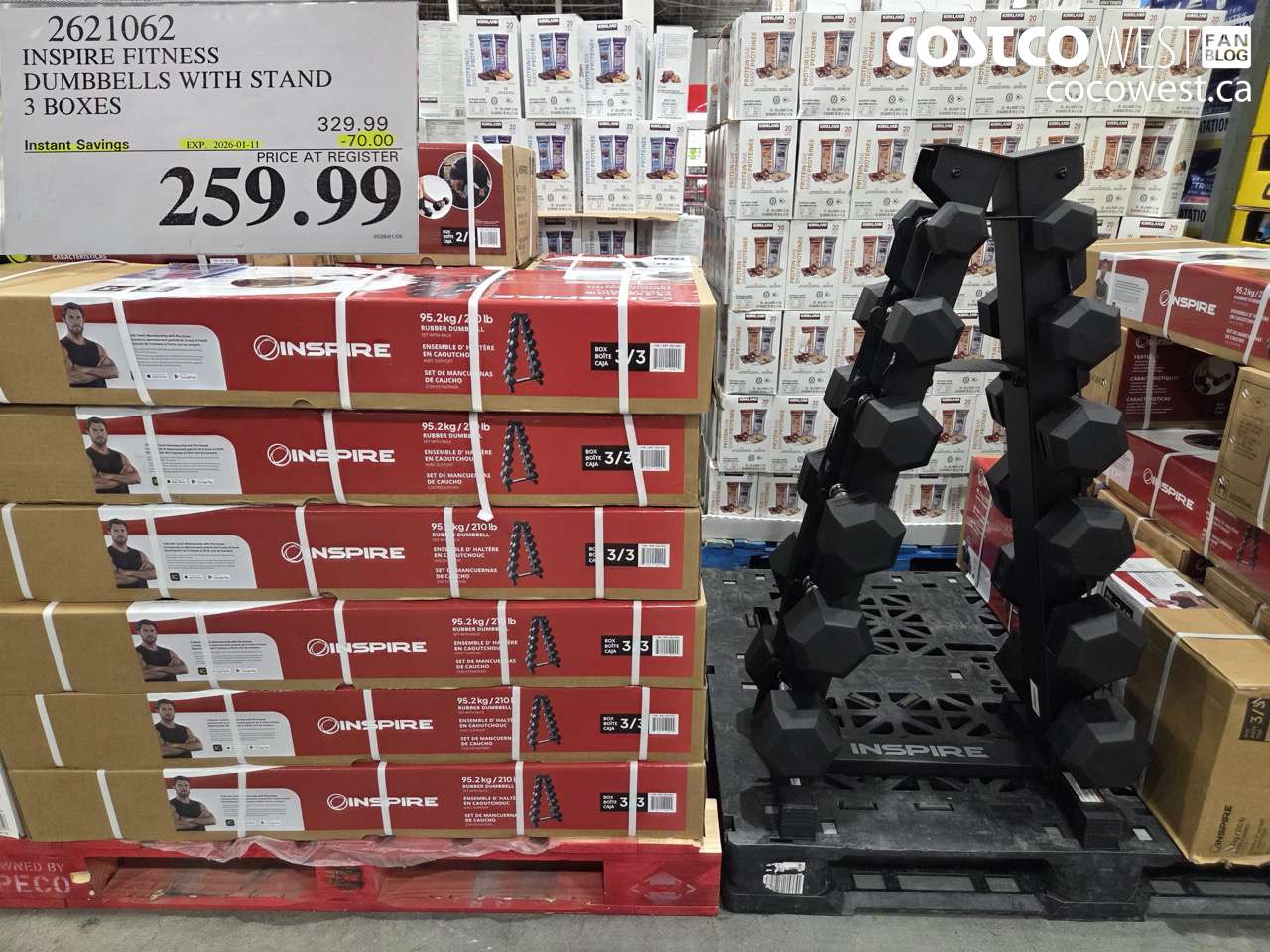 2621062 INSPIRE FITNESS HEX DUMBBELL W/ RACK 3 BOXES ($70.00 INSTANT SAVINGS EXPIRES ON 2026-01-11) $259.99