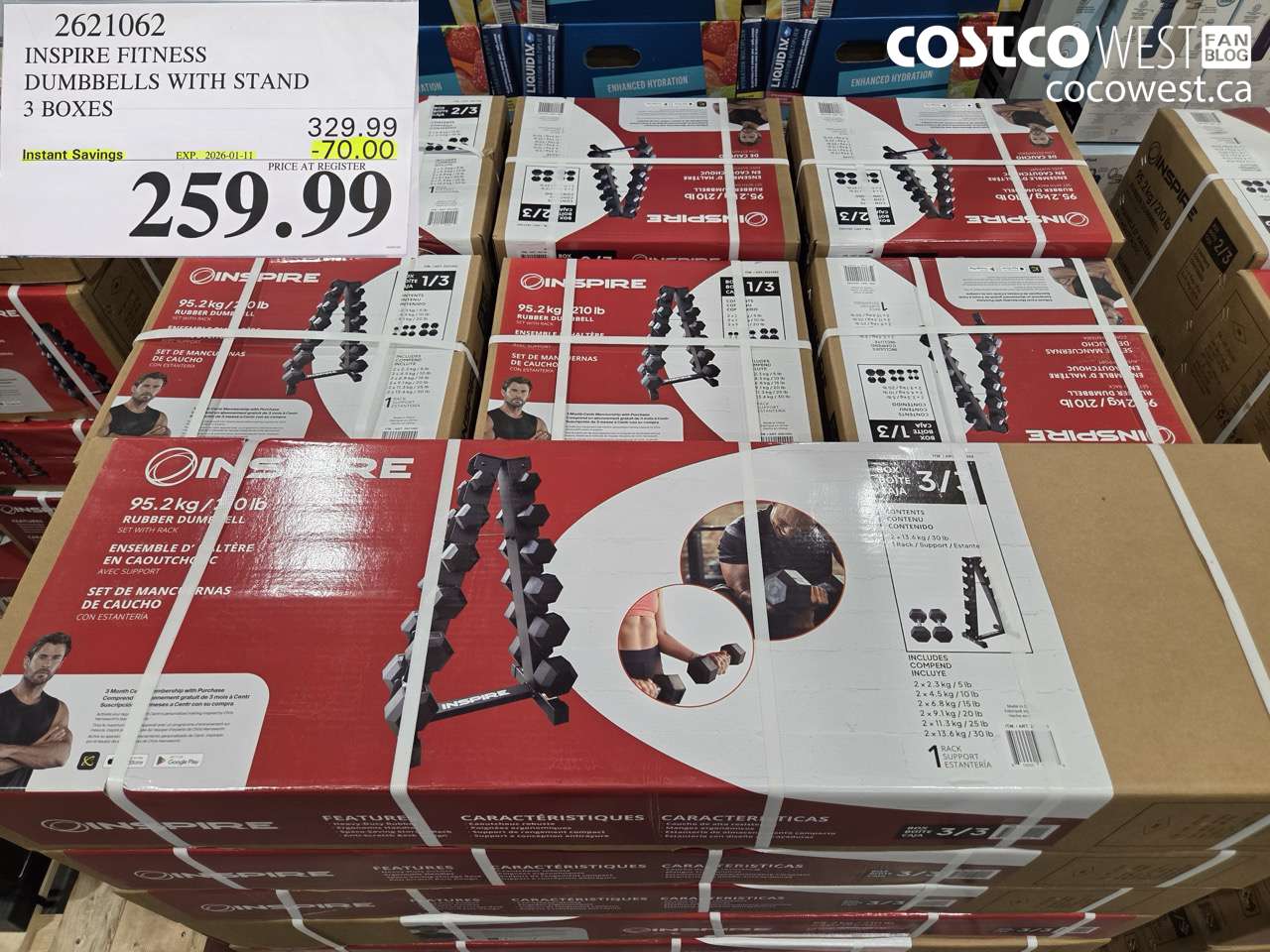 2621062 INSPIRE FITNESS HEX DUMBBELL W/ RACK 3 BOXES ($70.00 INSTANT SAVINGS EXPIRES ON 2026-01-11) $259.99