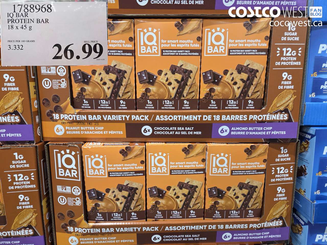 1788968 IQ BAR PROTEIN BAR 18 X 45G $26.99