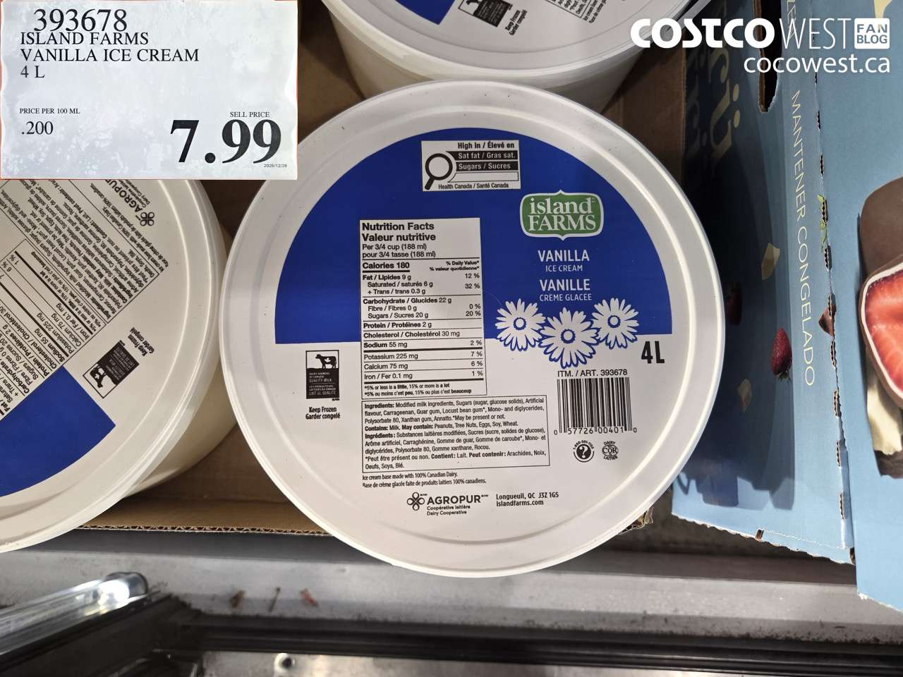 393678 ISLAND FARMS VANILLA ICE CREAM 4L $7.99