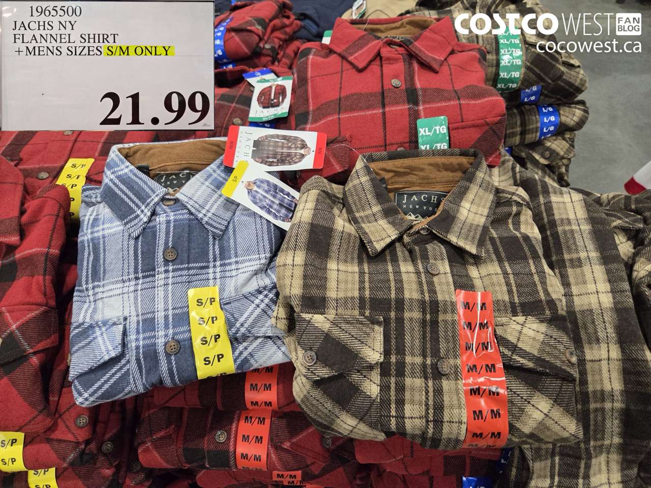 1965500 JACHS NY FLANNEL SHIRT MENS SIZES S/M ONLY $21.99