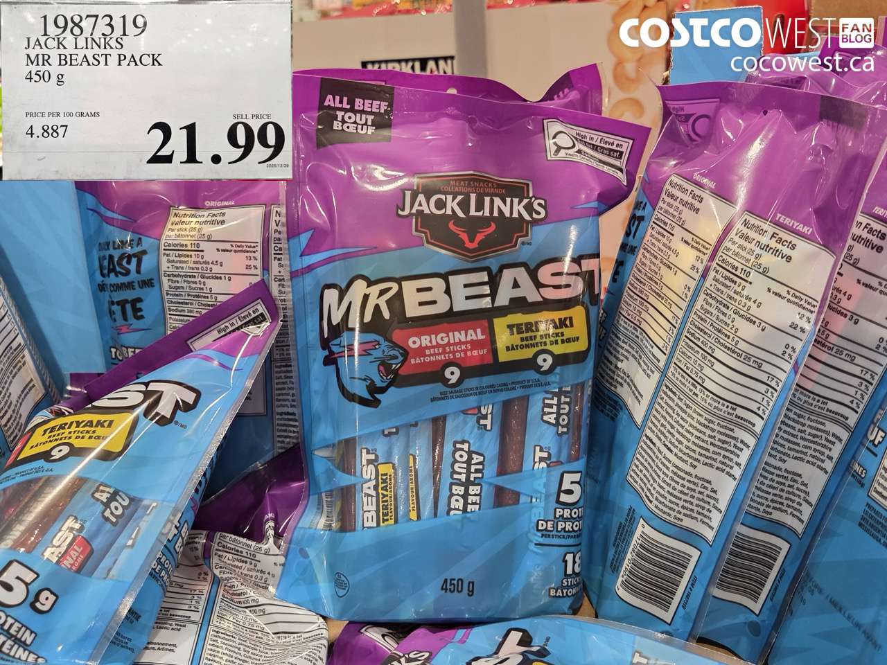 1987319 JACK LINKS MR BEAST PACK 450G $21.99
