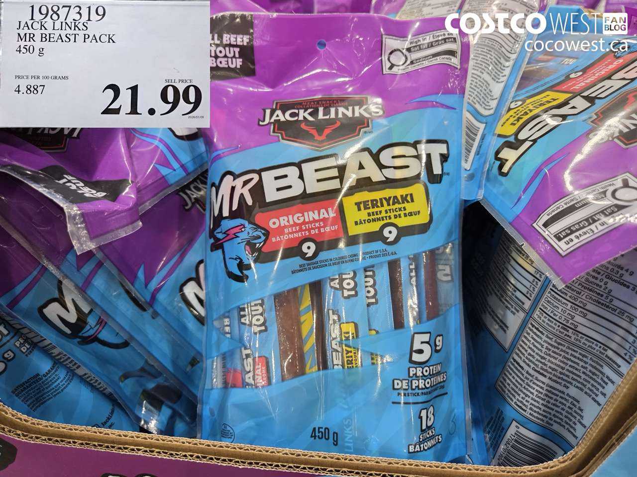 1987319 JACK LINKS MR BEAST PACK 450G $21.99
