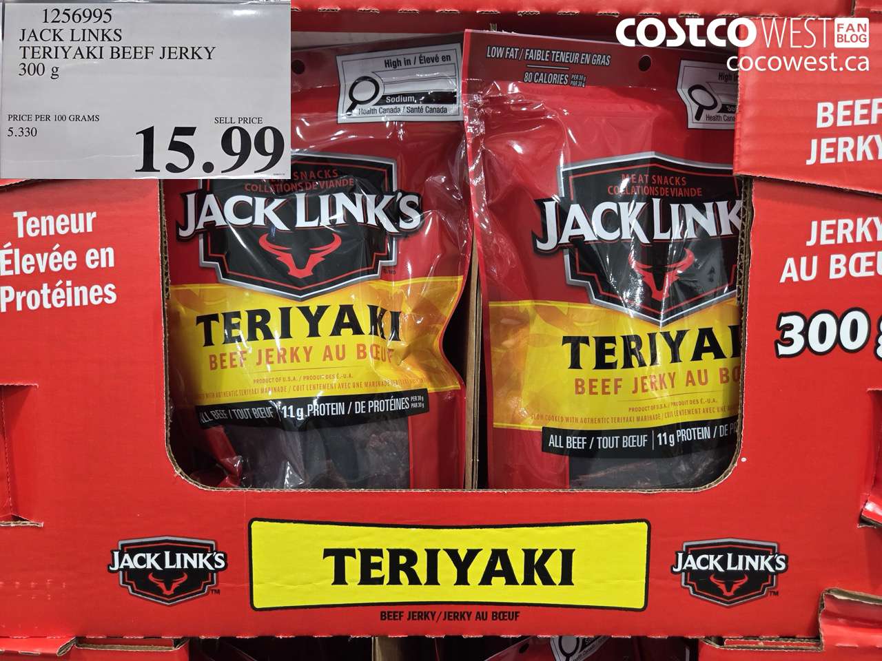 1256995 JACK LINKS TERIYAKI BEEF JERKY 300g $15.99