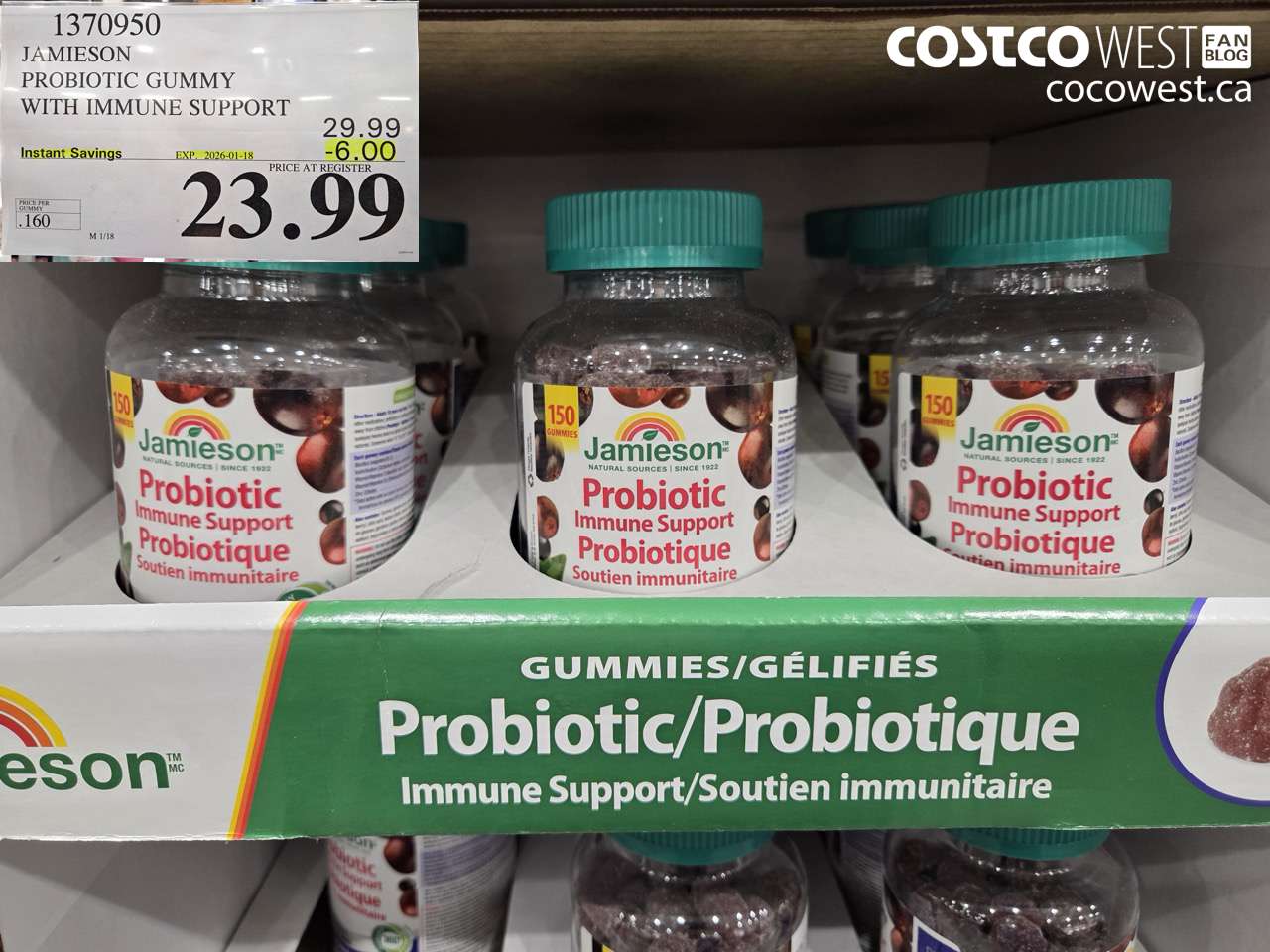 1370950 JAMIESON PROBIOTIC GUMMY WITH IMMUNE SUPPORT ($6.00 INSTANT SAVINGS EXPIRES ON 2026-01-18) $23.99