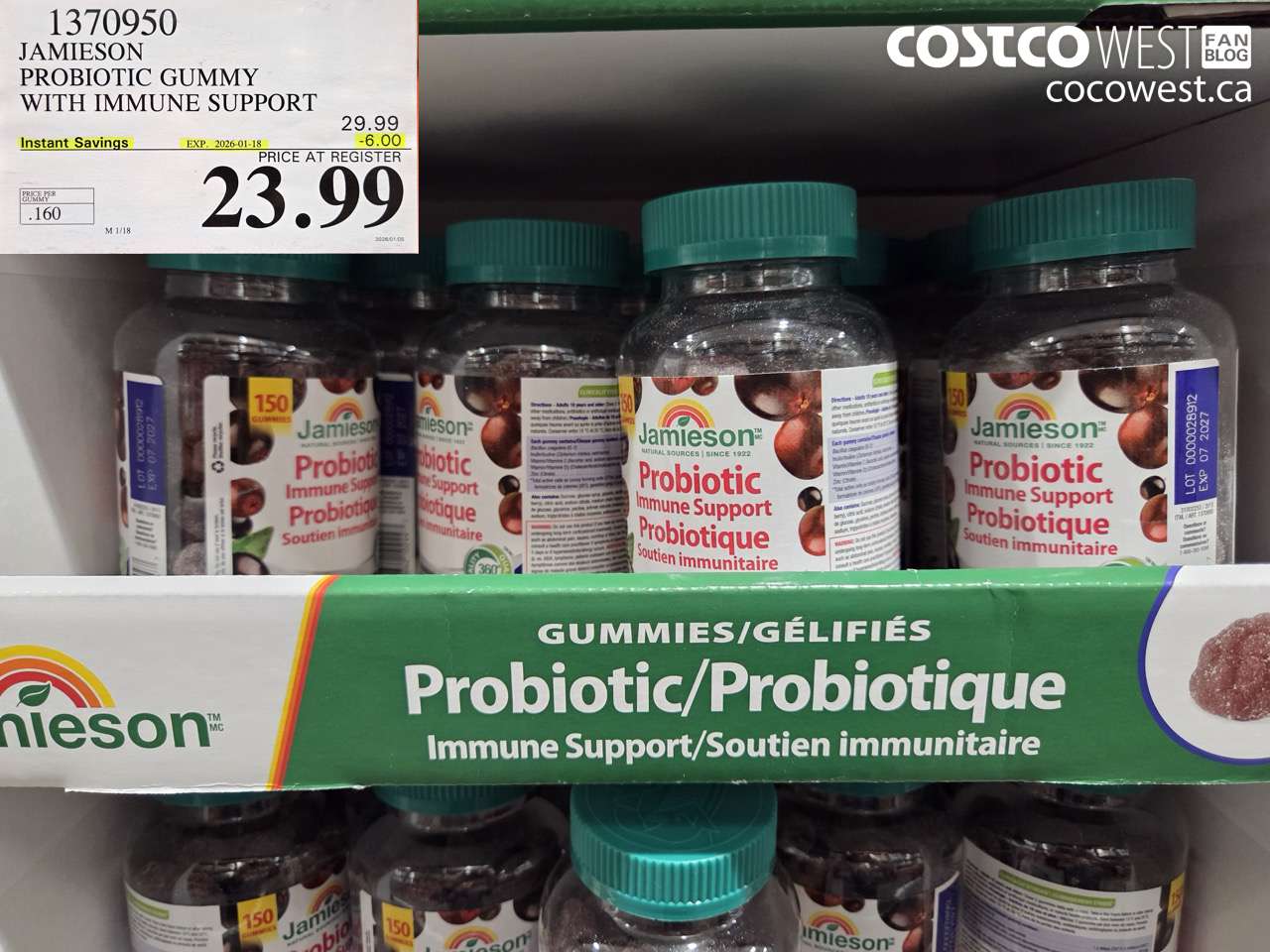 1370950 JAMIESON PROBIOTIC GUMMY WITH IMMUNE SUPPORT ($6.00 INSTANT SAVINGS EXPIRES ON 2026-01-18) $23.99