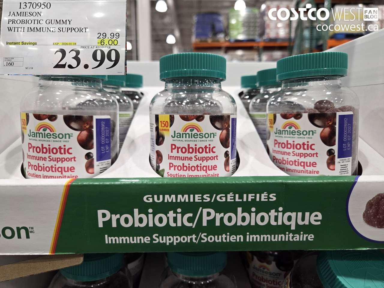1370950 JAMIESON PROBIOTIC GUMMY WITH IMMUNE SUPPORT ($6.00 INSTANT SAVINGS EXPIRES ON 2026-01-18) $23.99