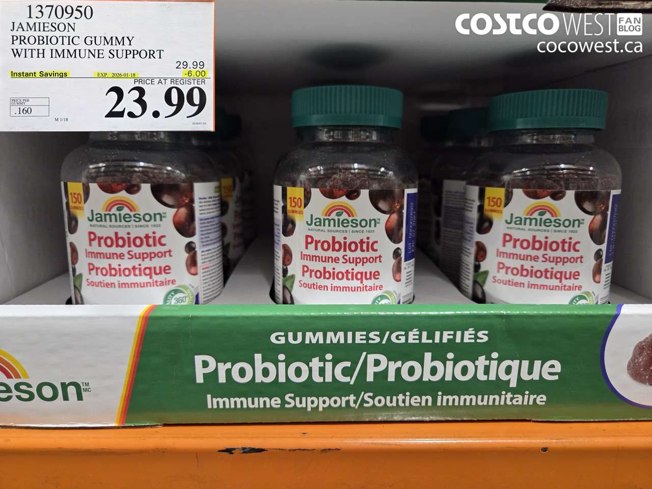 1370950 JAMIESON PROBIOTIC GUMMY WITH IMMUNE SUPPORT ($6.00 INSTANT SAVINGS EXPIRES ON 2026-01-18) $23.99