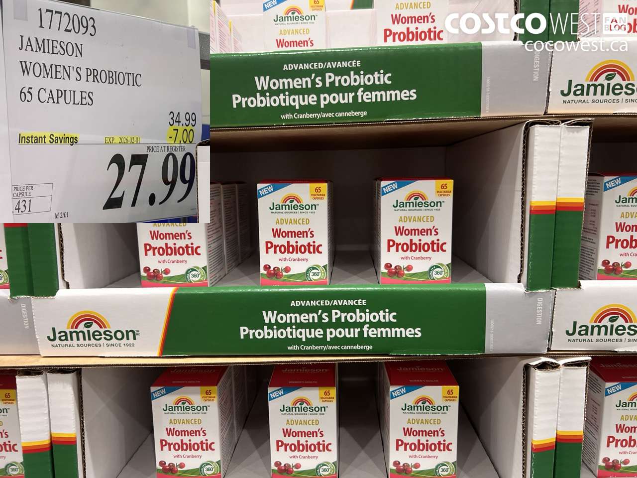 1772094 JAMIESON WOMEN'S PROBIOTIC 65 CAPSULES ($7.00 INSTANT SAVINGS EXPIRES ON 2026-02-01) $27.99