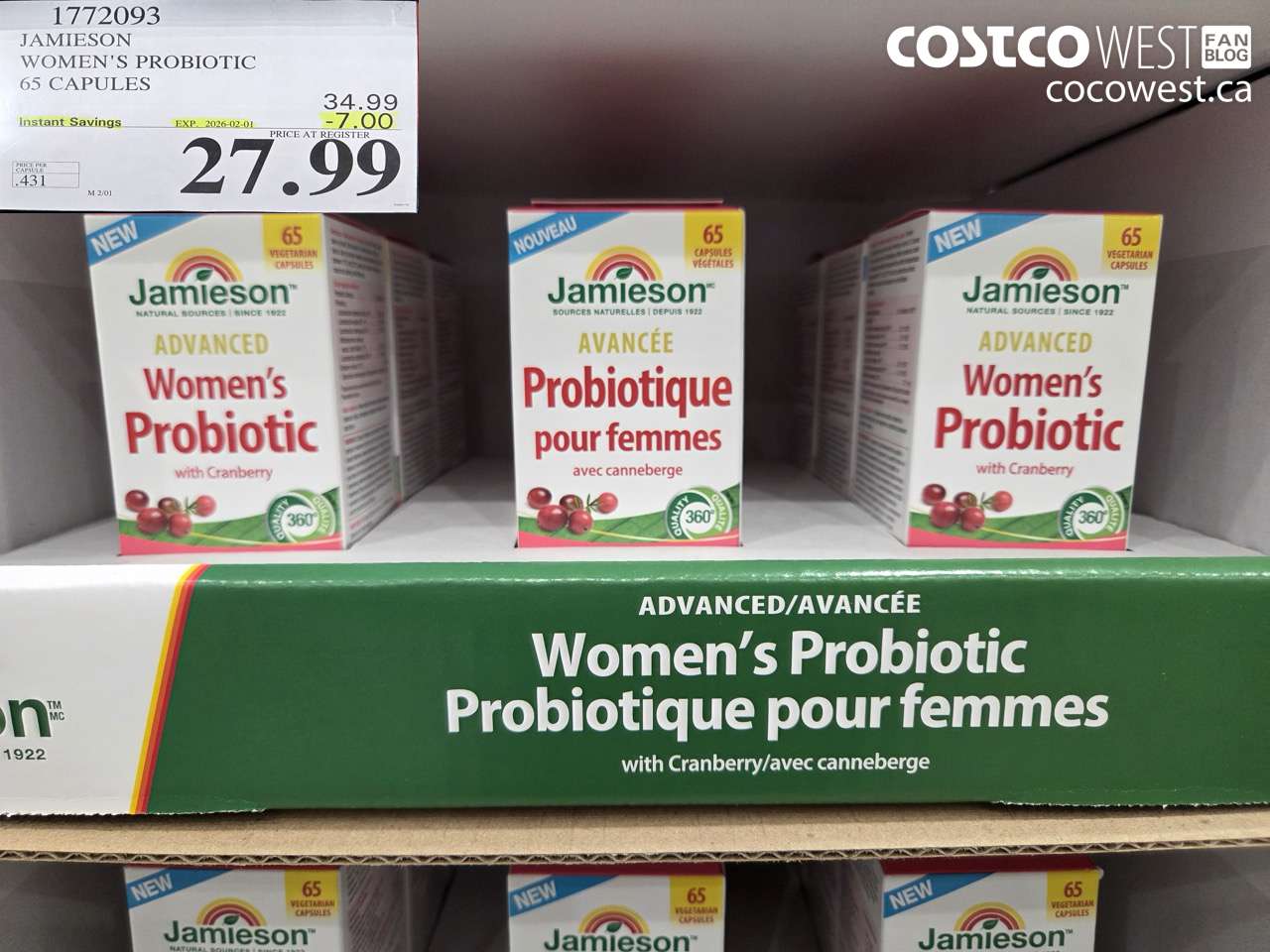 1772093 JAMIESON WOMEN'S PROBIOTIC ADVANCED - 65 CAPS ($7.00 INSTANT SAVINGS EXPIRES ON 2026-02-01) $27.99