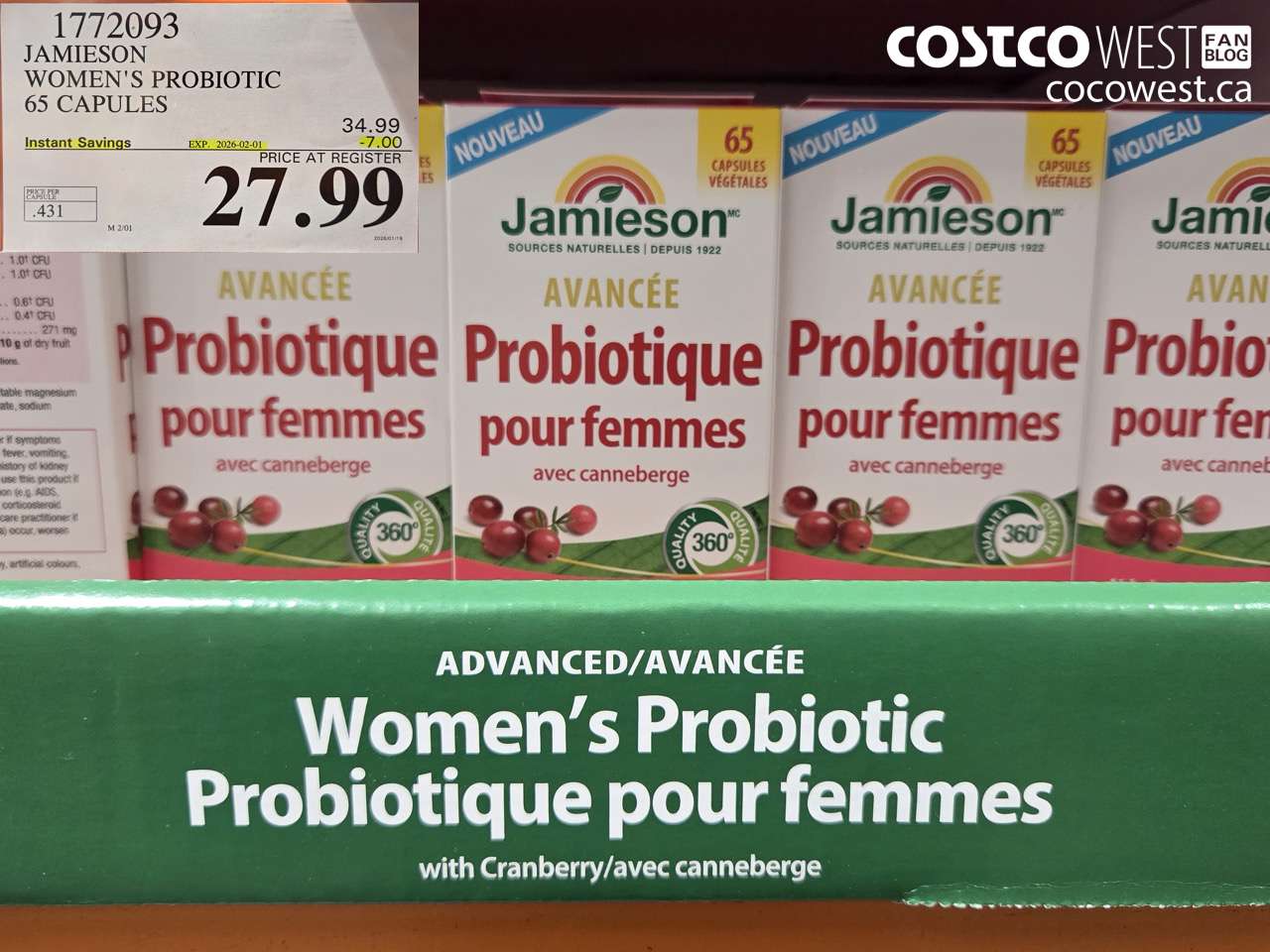 1772093 JAMIESON WOMEN'S PROBIOTIC ADVANCED - 65 CAPS ($7.00 INSTANT SAVINGS EXPIRES ON 2026-02-01) $27.99