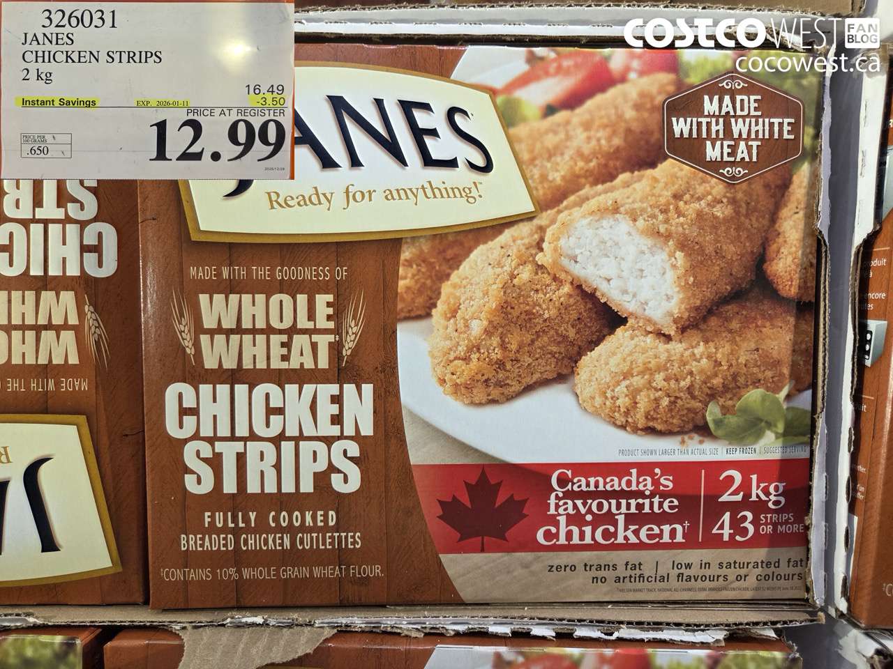 326031 JANES CHICKEN STRIPS 2 kg ($3.50 INSTANT SAVINGS EXPIRES ON 2026-01-11) $12.99