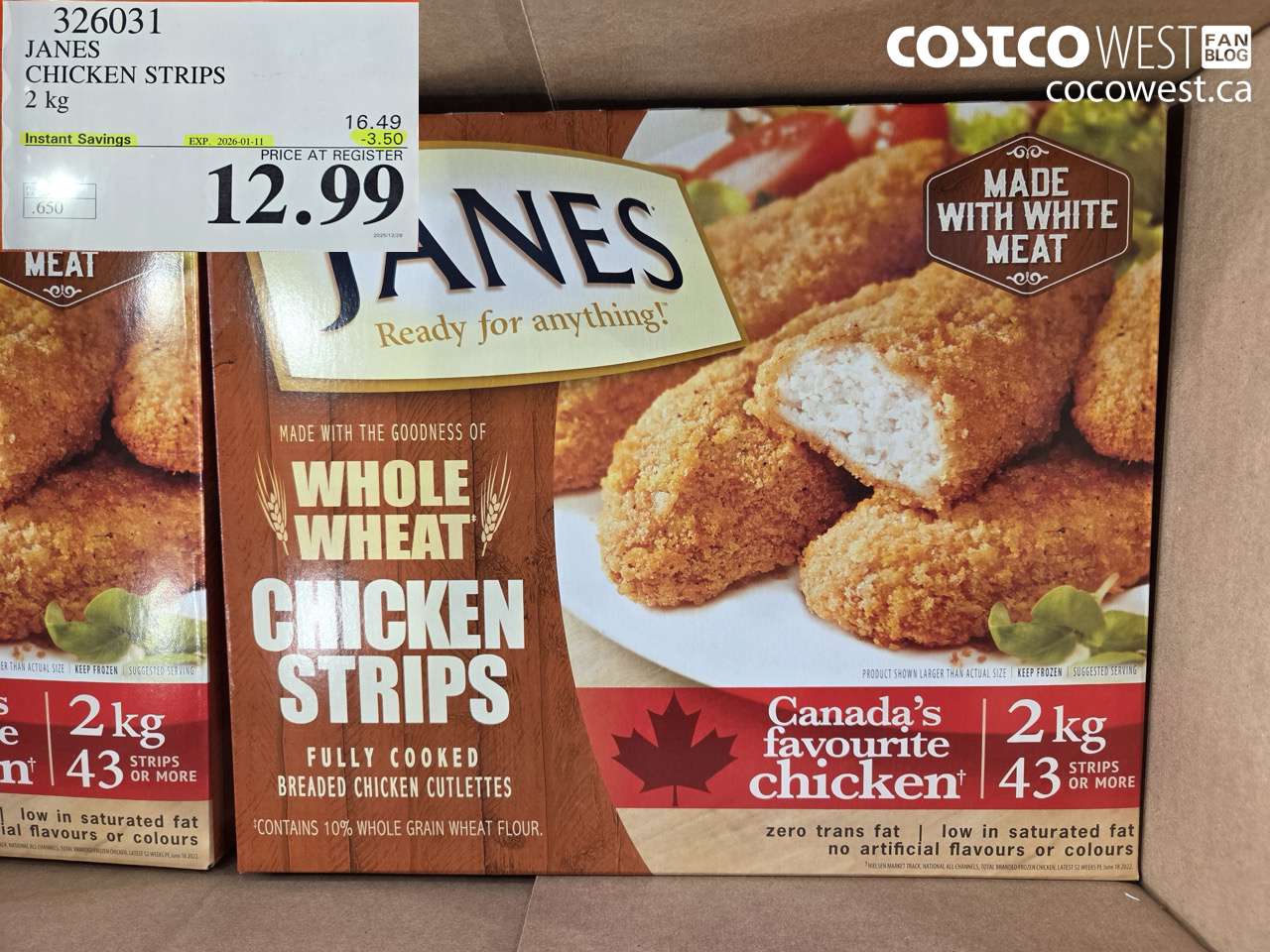 326031 JANES CHICKEN STRIPS 2 kg ($3.50 INSTANT SAVINGS EXPIRES ON 2026-01-11) $12.99