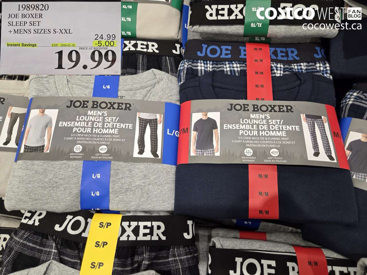 1989820 JOE BOXER SLEEP SET MENS SIZES S-XXL ($5.00 INSTANT SAVINGS EXPIRES ON 2026-01-18) $19.99