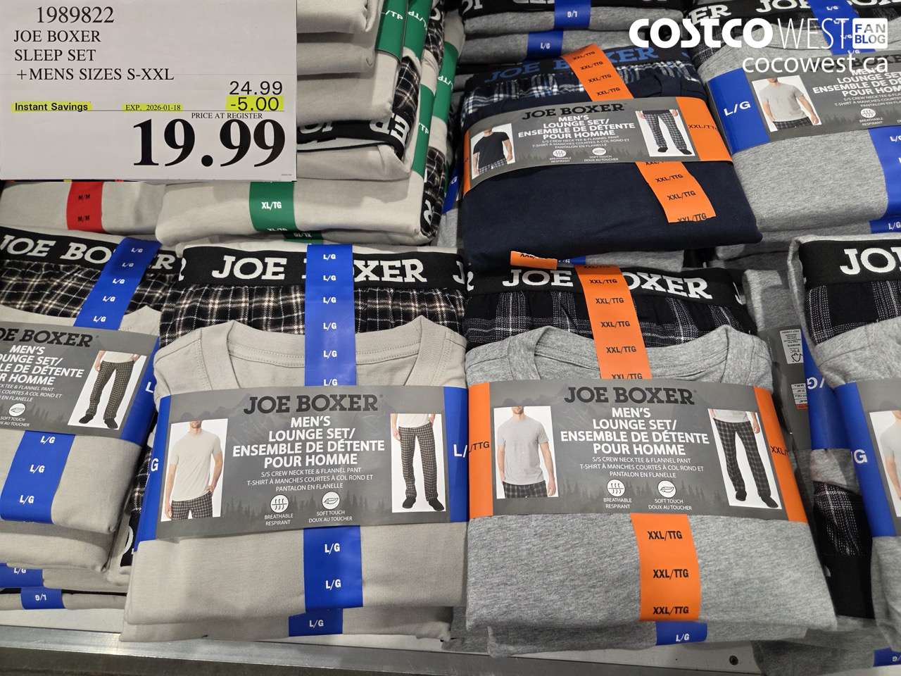 1989822 JOE BOXER SLEEP SET MENS SIZES S-XXL ($5.00 INSTANT SAVINGS EXPIRES ON 2026-01-18) $19.99