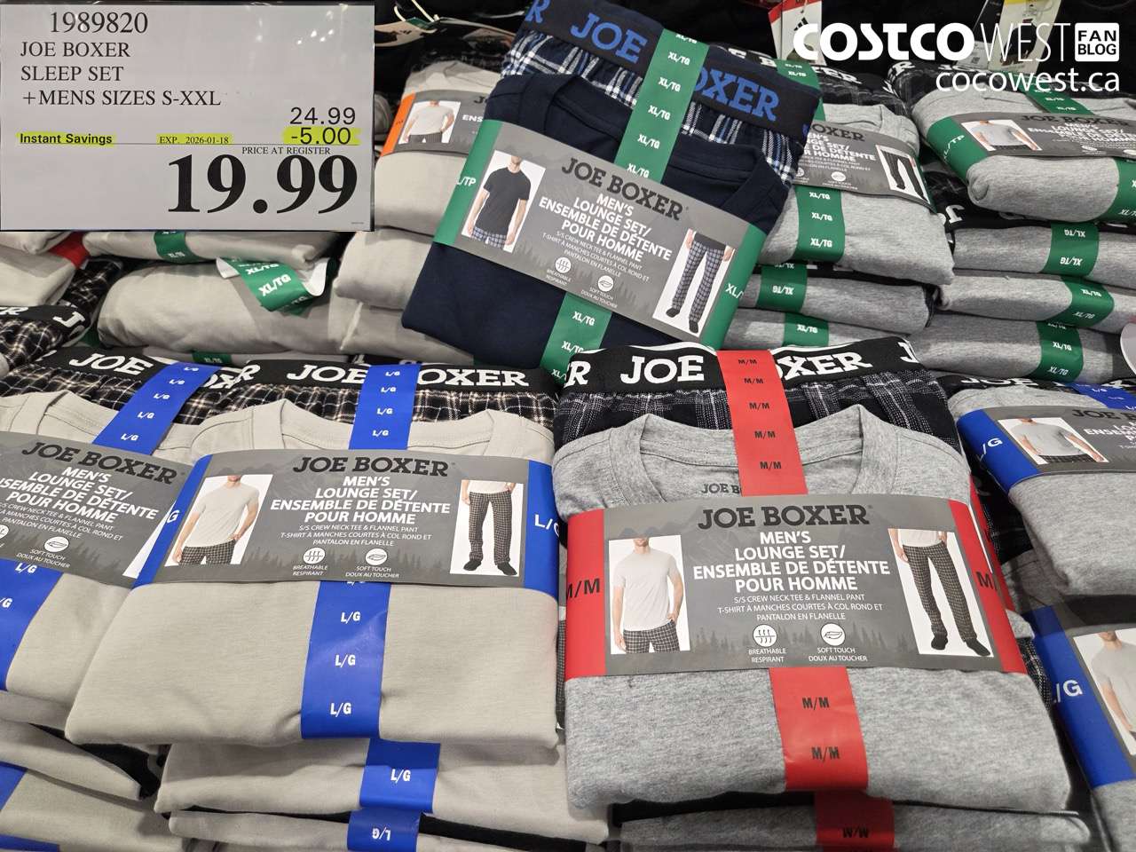 1989820 JOE BOXER SLEEP SET MENS SIZES S-XXL ($5.00 INSTANT SAVINGS EXPIRES ON 2026-01-18) $19.99
