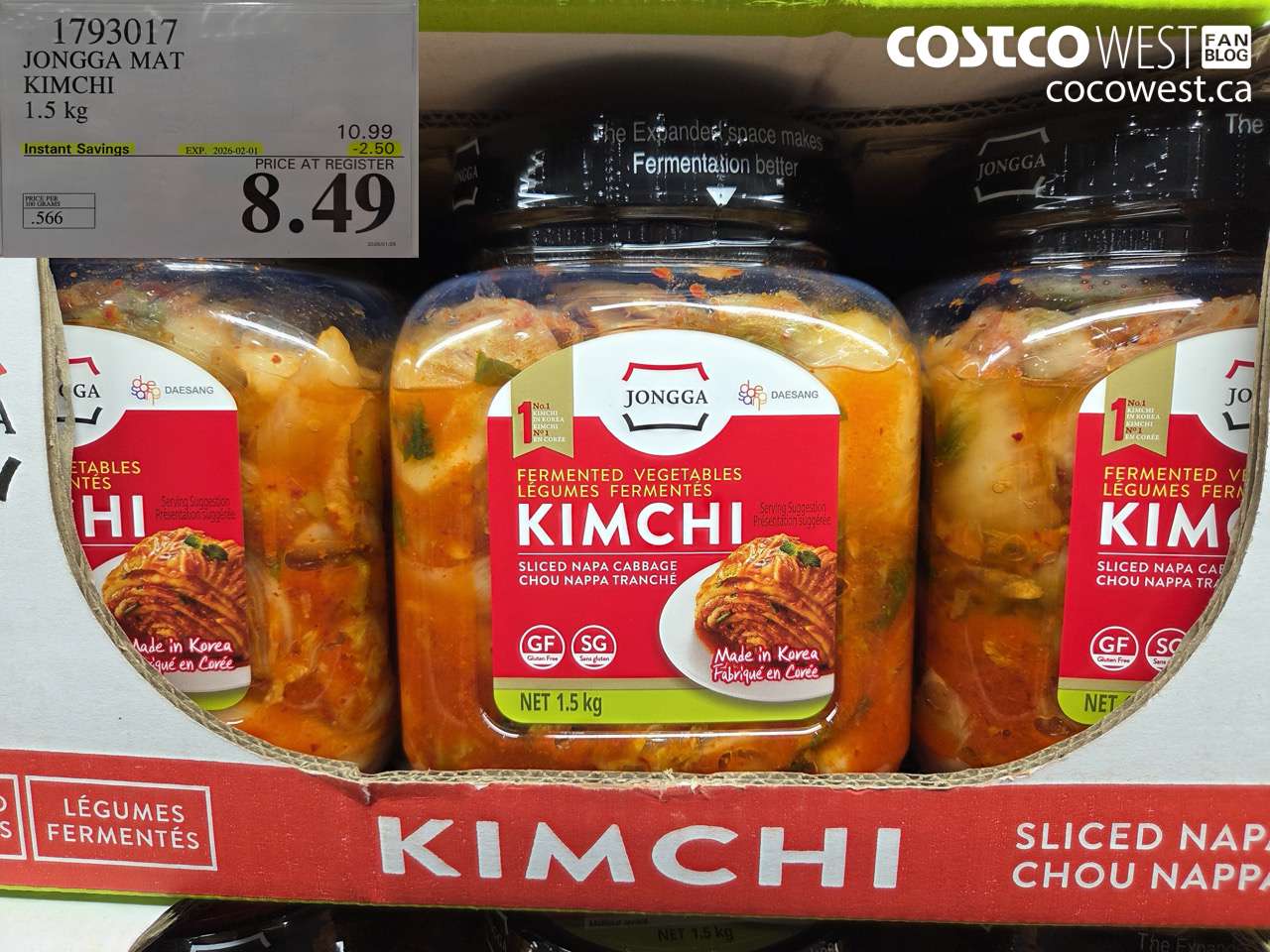 1793017 JONGGA MAT KIMCHI 1.5KG ($2.50 INSTANT SAVINGS EXPIRES ON 2026-02-01) $8.49
